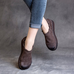 Women Autumn Retro Cowhide Soft Flat Shoes Newgew Shoes