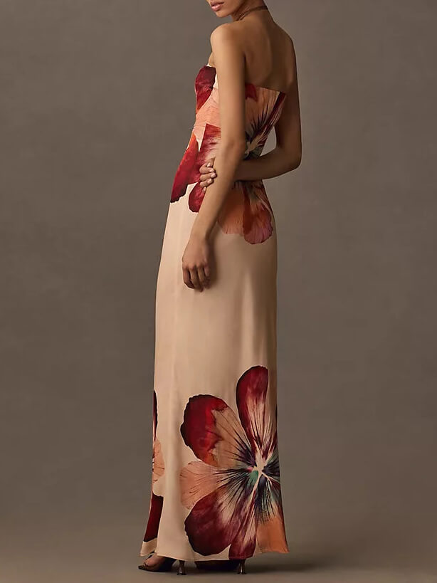 Fashionable Printed Tube Top Slim Fit Midi Dress Newgew Dresses