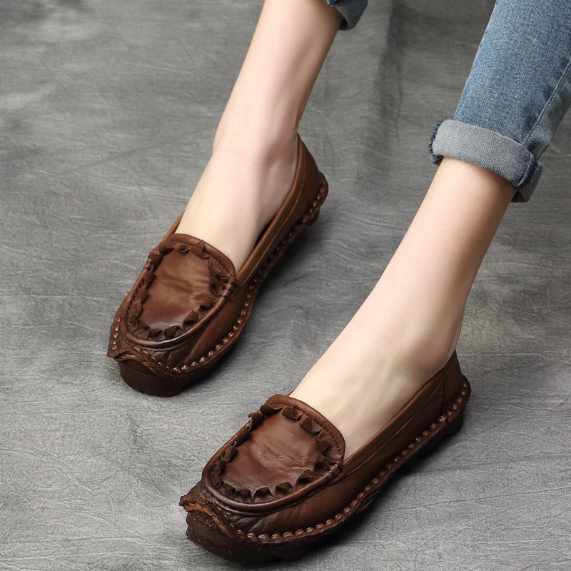 Women Cowhide Handmade Soft Casual Shoes Newgew Shoes