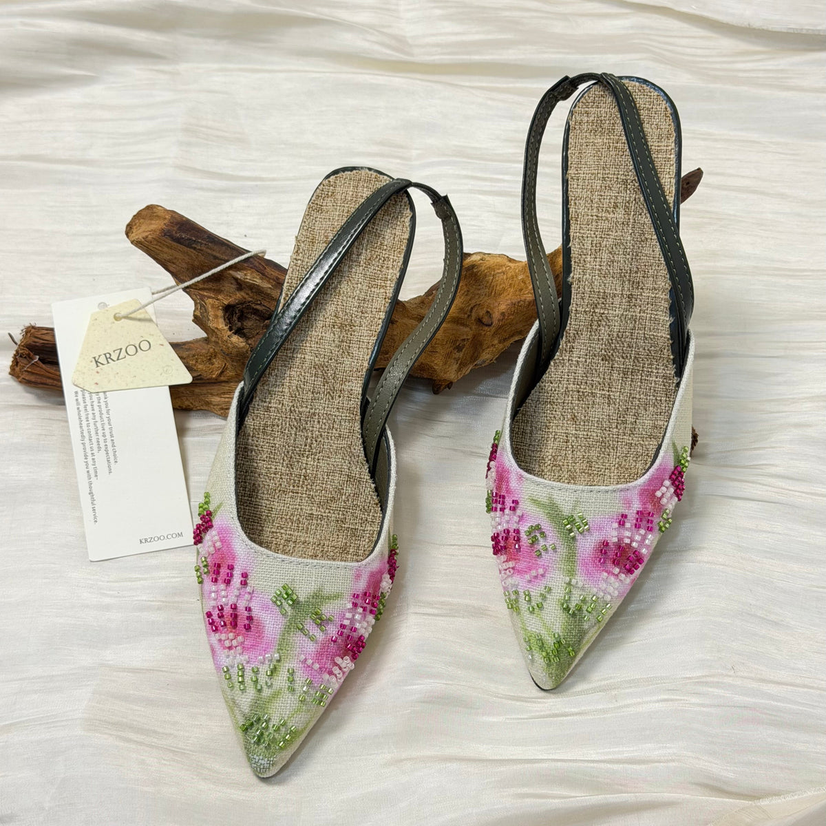 Embroidered low-heeled high-heeled shoes PinTow