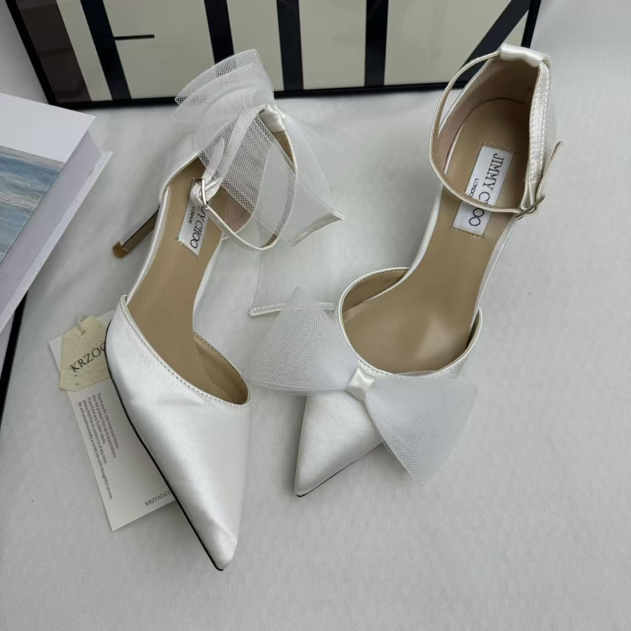 Asymmetric Bow-Detail Low-Vamp Stiletto Heels PinTow