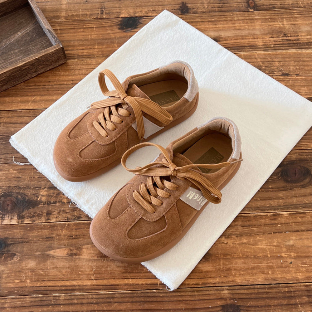 Women Retro Leather Soft Flat Casual Training Shoes Newgew Shoes