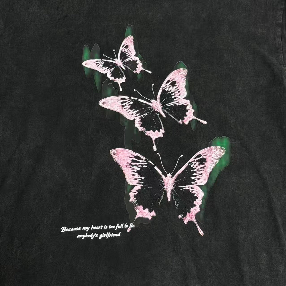 Butterfly Washed Distressed Vintage T-Shirt PinTow