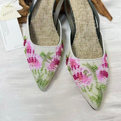 Embroidered low-heeled high-heeled shoes PinTow