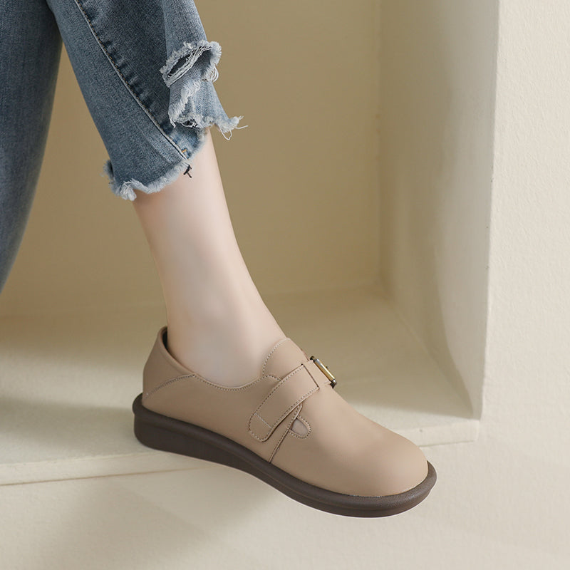 Women Retro Soft Leather Flat Casual Shoes Newgew Shoes