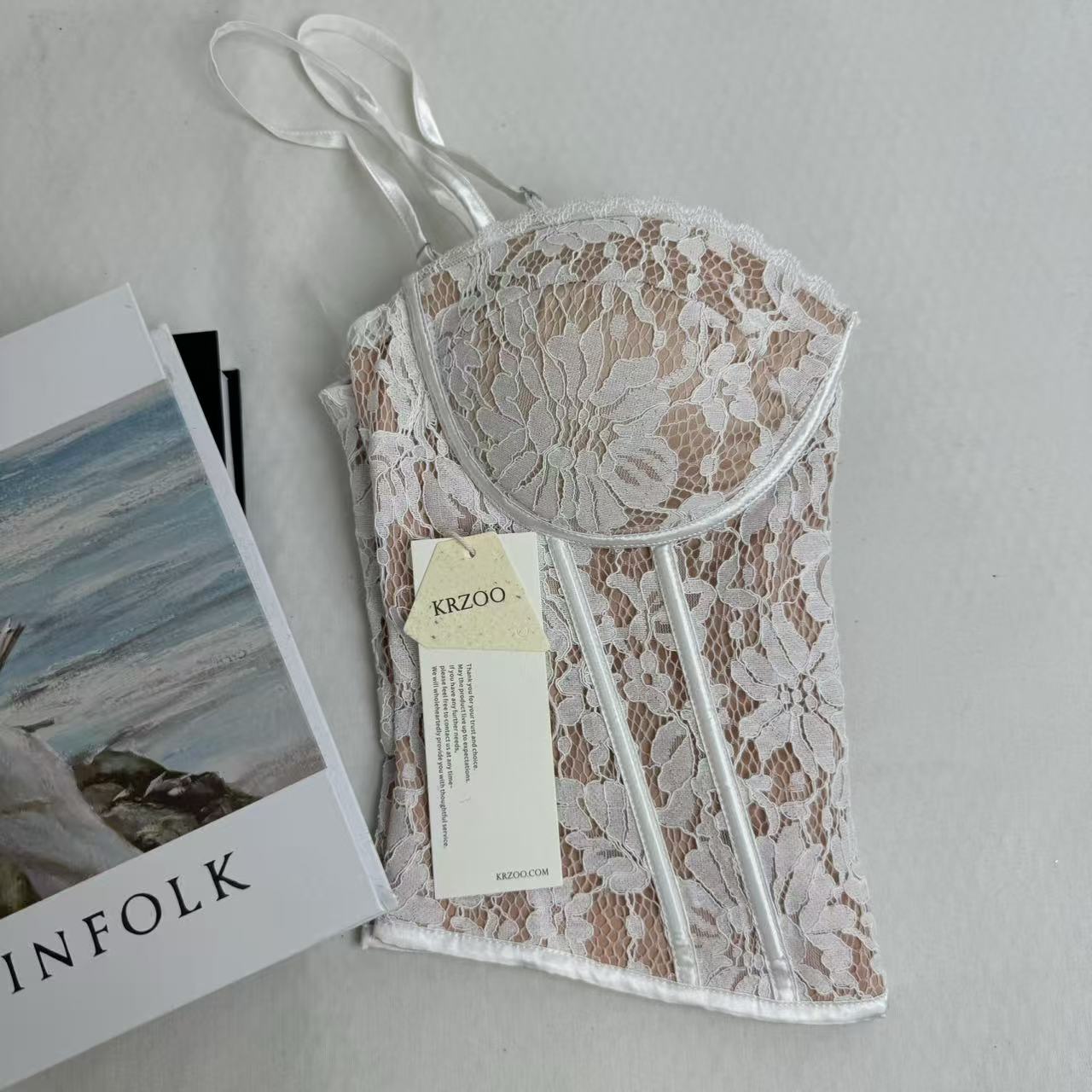 Lace Inner Layer Push-Up Fishtail Bra PinTow