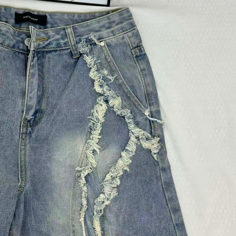 Vintage-Styled Cat Whisker Denim Shorts PinTow