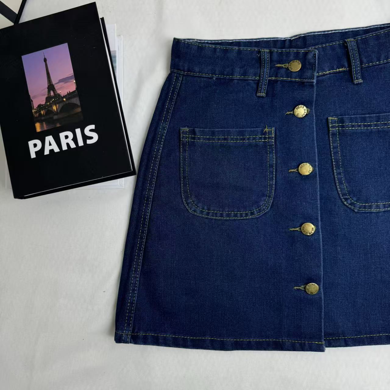 High-Waisted Button-Front Skirt PinTow