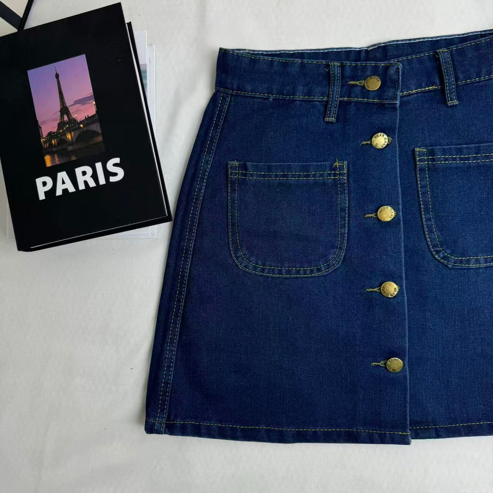 High-Waisted Button-Front Skirt PinTow