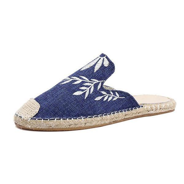 Fashion Embroidered Espadrille Flat Slippers NewGew