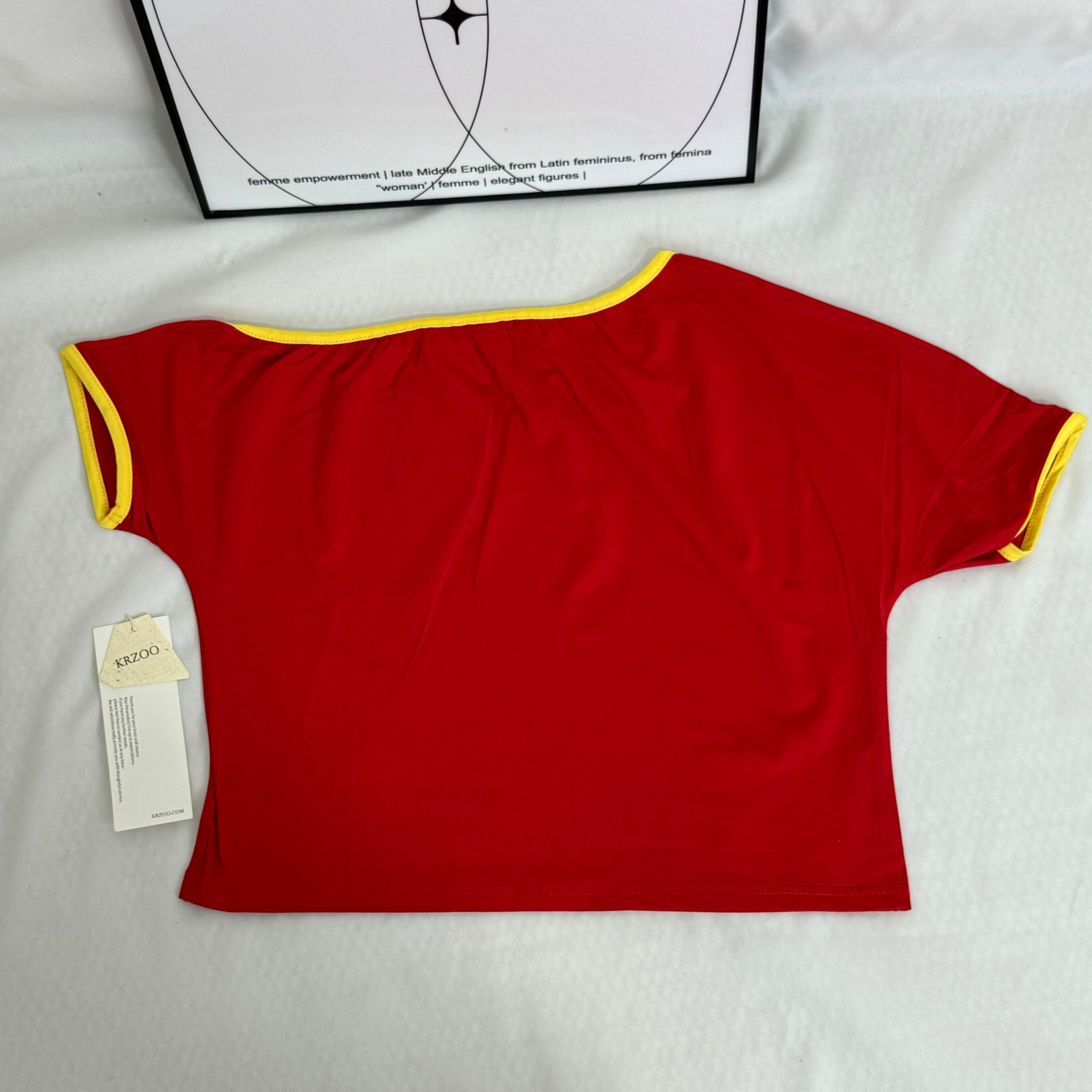 Stitched Diamond Lettered Fitted Top PinTow
