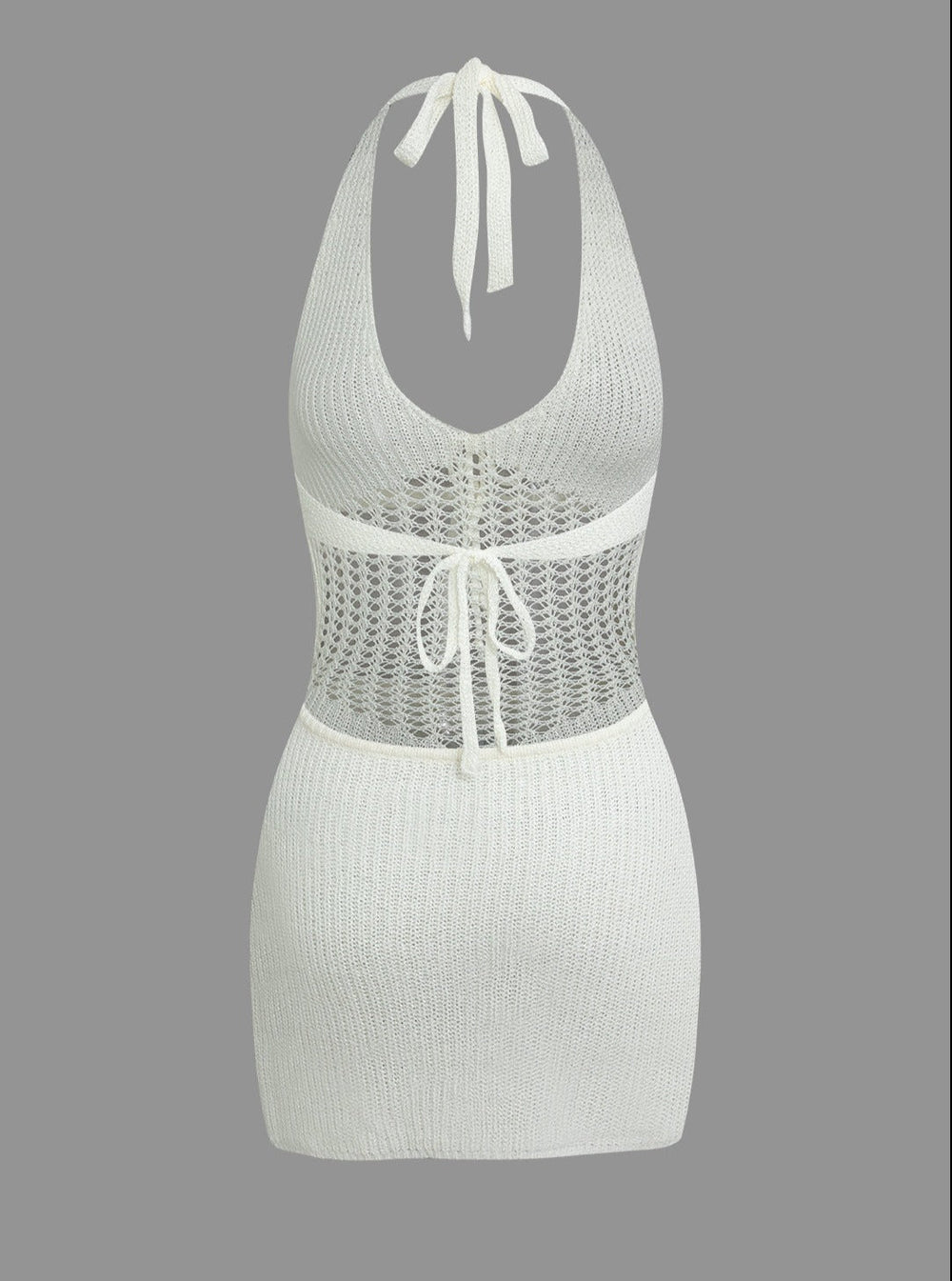 Halter Crochet Waist Backless Knit Mini Dress Newgew Dresses