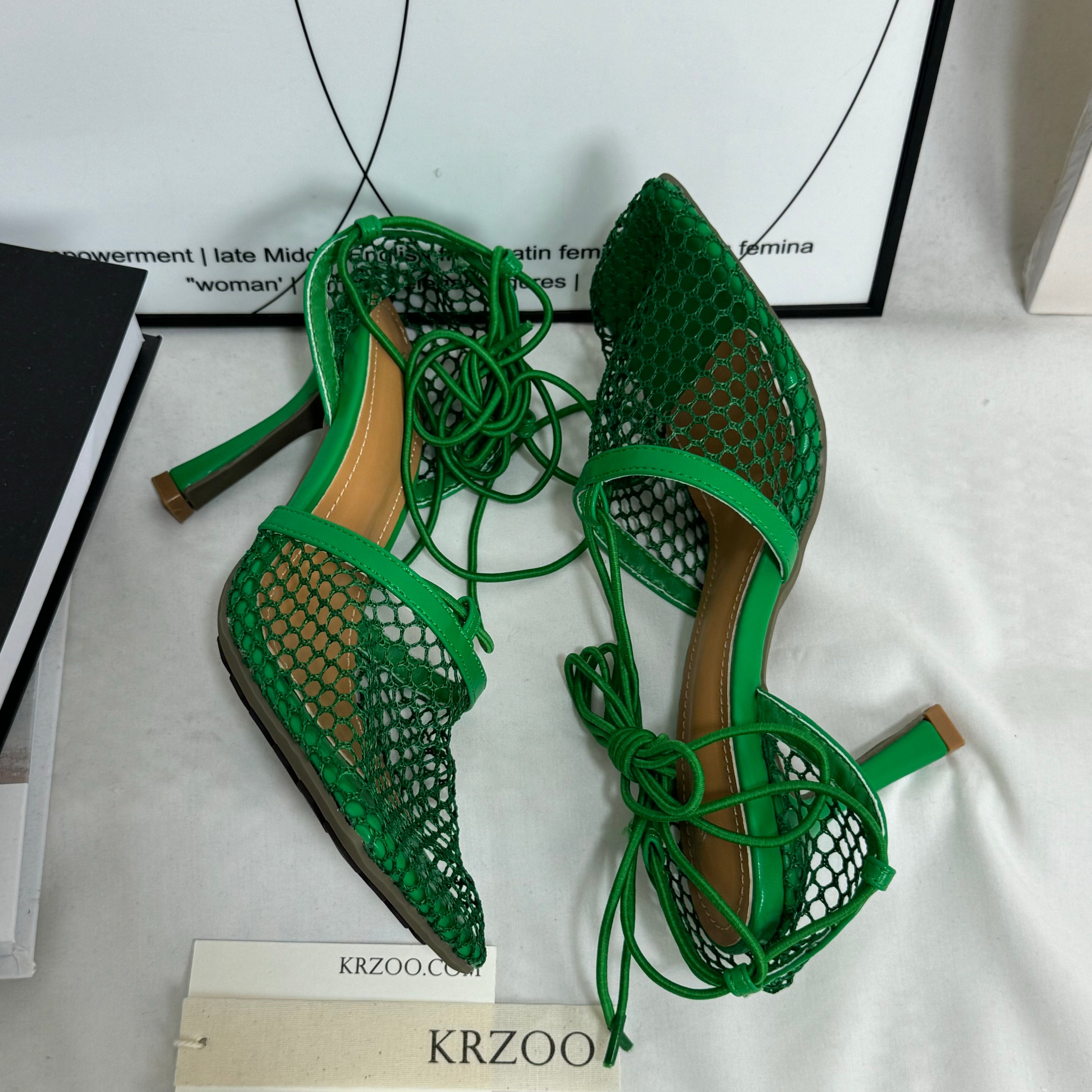 Square-Toe Lace-Up High-Heeled Shoes PinTow