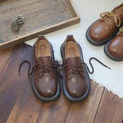 Women Retro Cowhide Soft Flat Casual Shoes Newgew Shoes