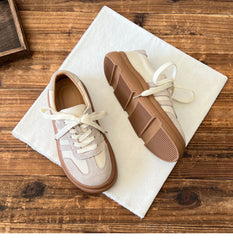 Women Patchwork Suede Leather Flat Casual Training Shoes Newgew Shoes