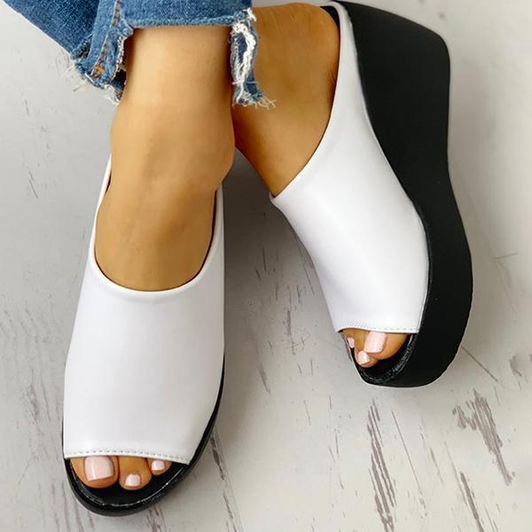 Peep Toe Muffin Wedge Slippers NewGew