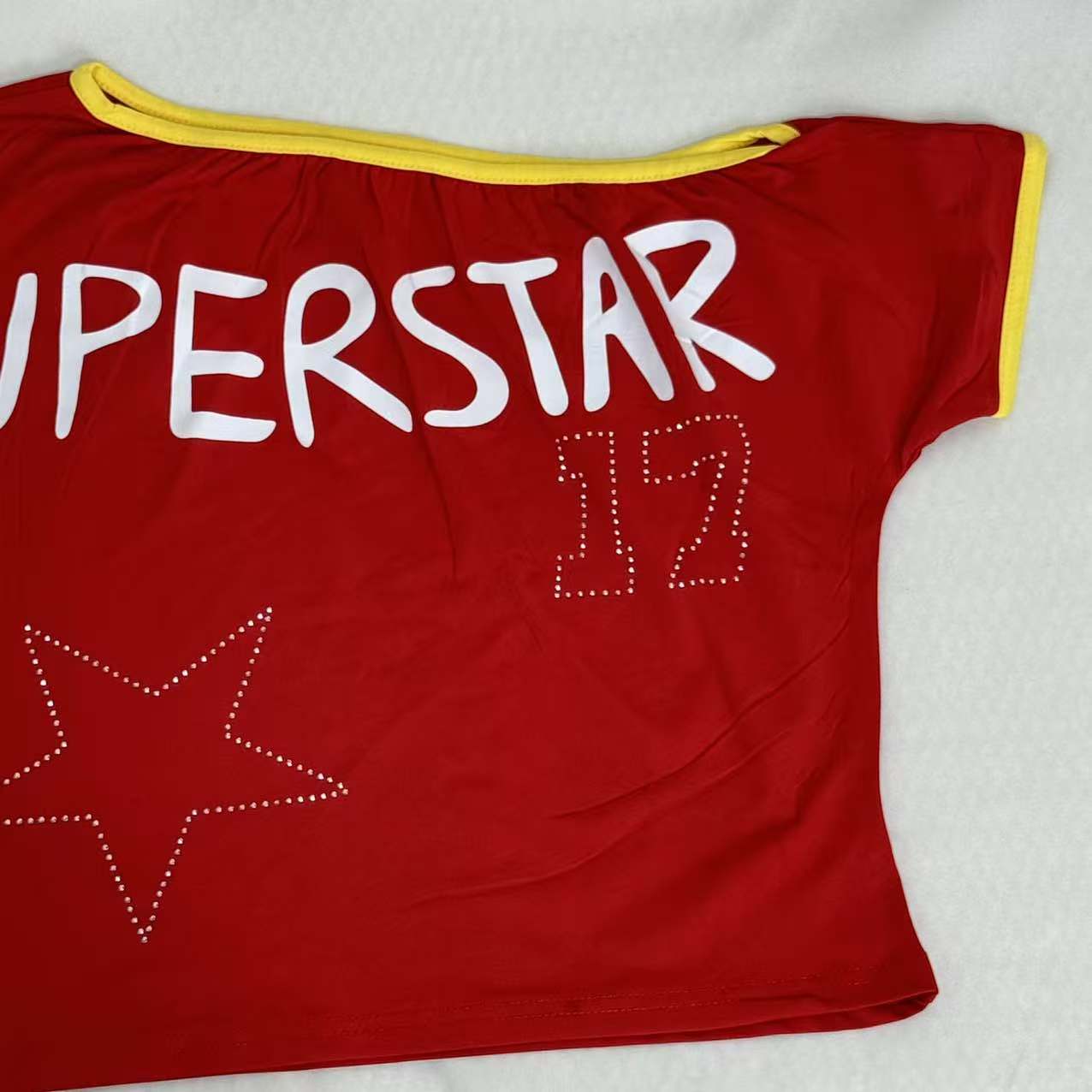 Stitched Diamond Lettered Fitted Top PinTow