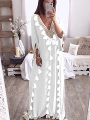 V-Neck Fringed Panel Dress Newgew Dresses