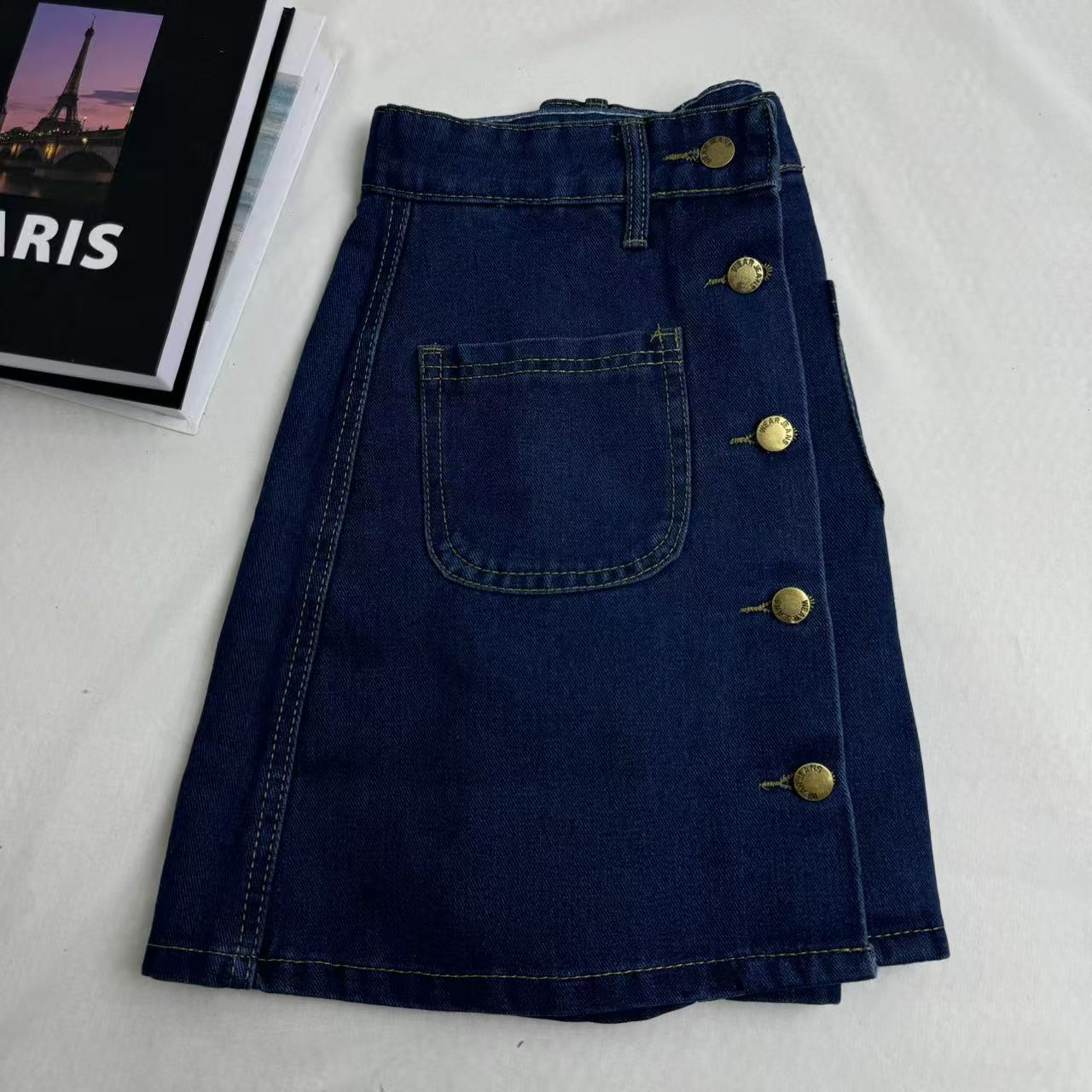High-Waisted Button-Front Skirt PinTow