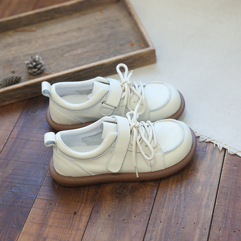 Women Soft Cowhide Retro Velcro Casual Shoes Newgew Shoes