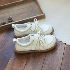 Women Soft Cowhide Retro Velcro Casual Shoes Newgew Shoes