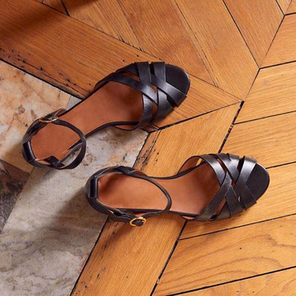 Crossed Strap Flats Adjustable Buckle Sandals NewGew