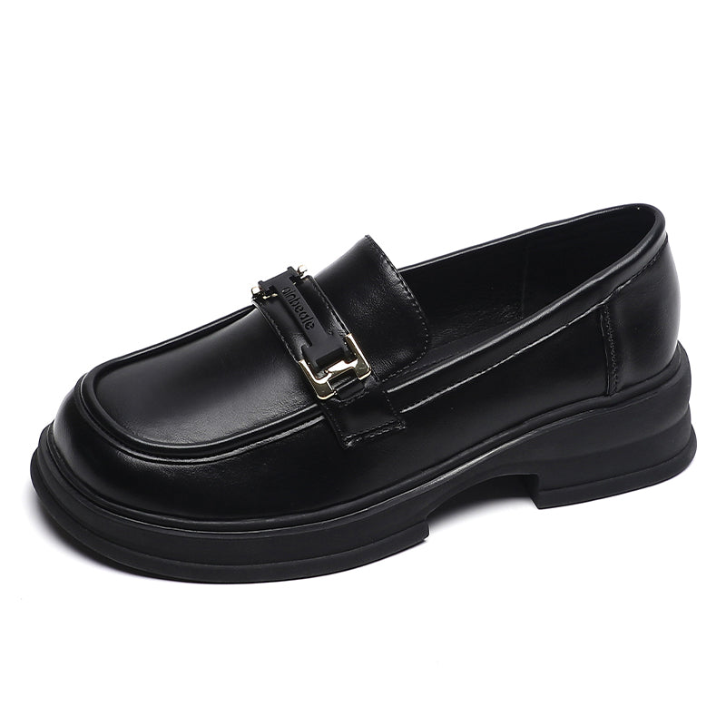 Women Retro Casual Soft Leather Thick Soled Loafers Newgew Shoes