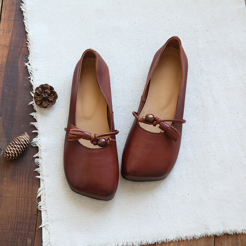 Women Retro Minimalist Leather Soft Flats Newgew Shoes
