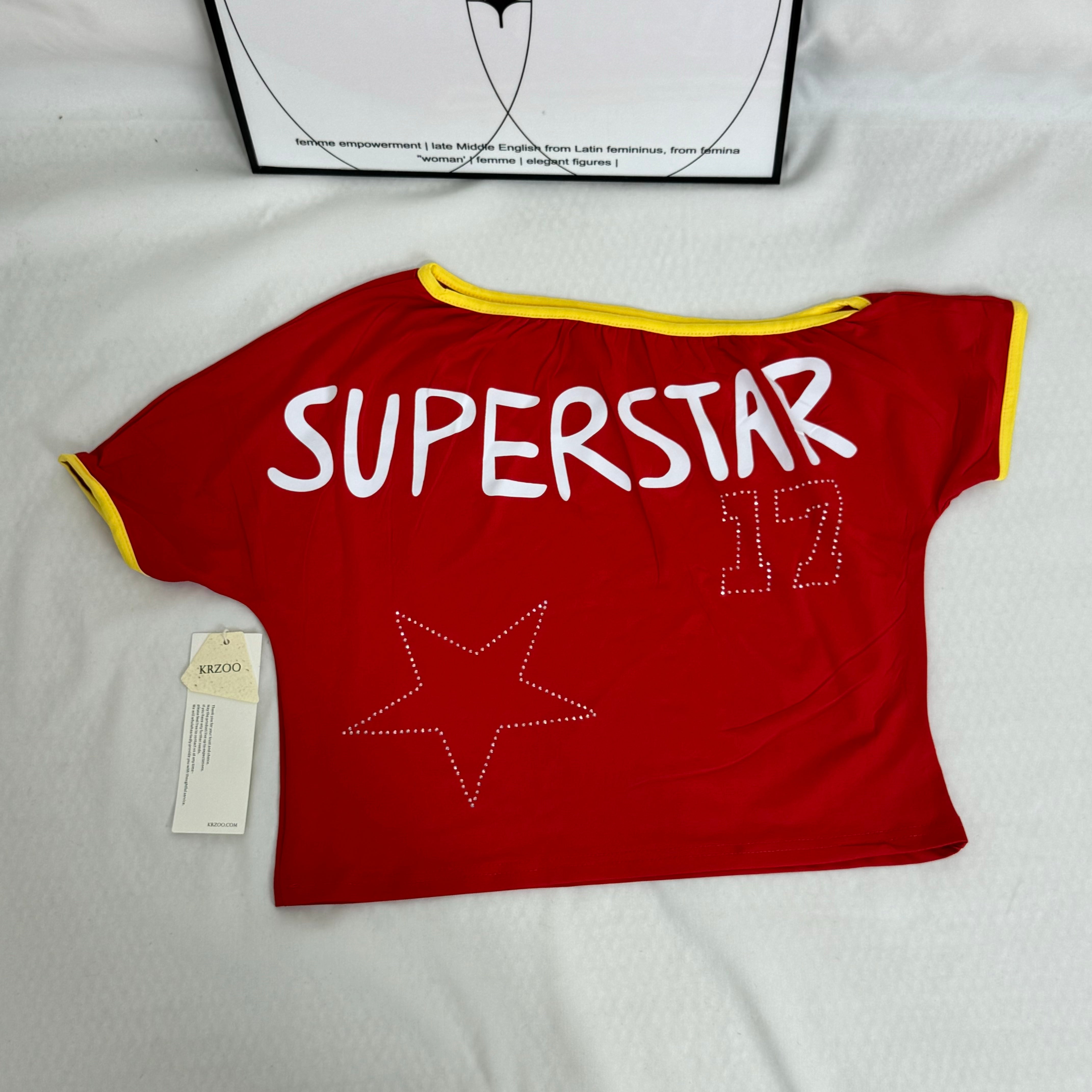 Stitched Diamond Lettered Fitted Top PinTow