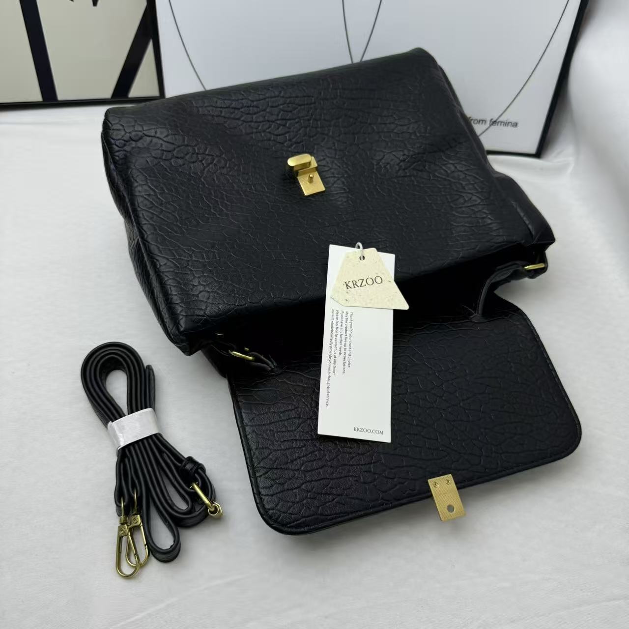 Large Black Leather Tote Bag PinTow