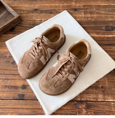 Women Retro Suede Leather Soft Flat Casual Training Shoes Newgew Shoes