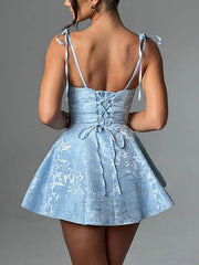 Jacquard Texture Suspender Slimming A-Hem Mini Dress Newgew Dresses