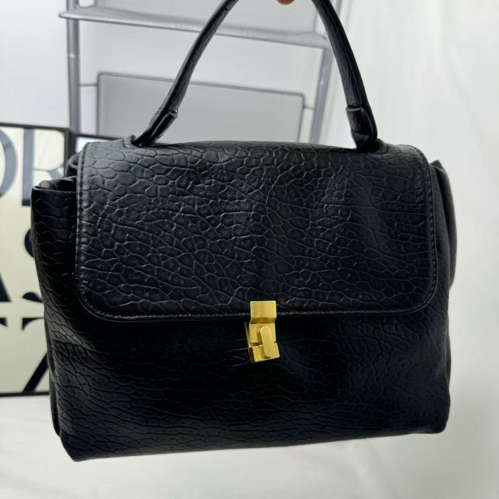 Large Black Leather Tote Bag PinTow