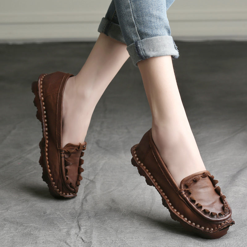 Women Cowhide Handmade Soft Casual Shoes Newgew Shoes