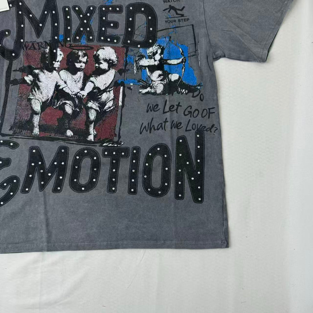 Short-Sleeved Top With Rhinestone Cross Design PinTow
