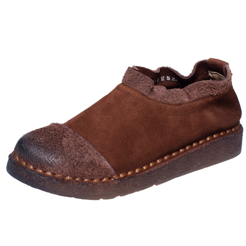 Women Autumn Retro Cowhide Soft Flat Shoes Newgew Shoes