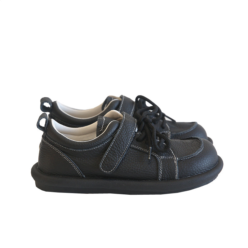 Women Soft Cowhide Retro Velcro Casual Shoes Newgew Shoes