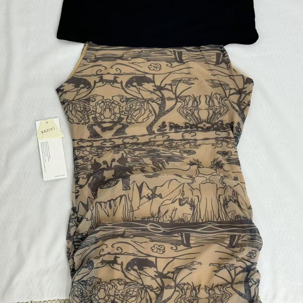 Retro-Print Off-The-Shoulder Ppatchwork Dress PinTow
