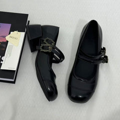 Retro-Style Color-Block Low-Cut Mary Janes PinTow