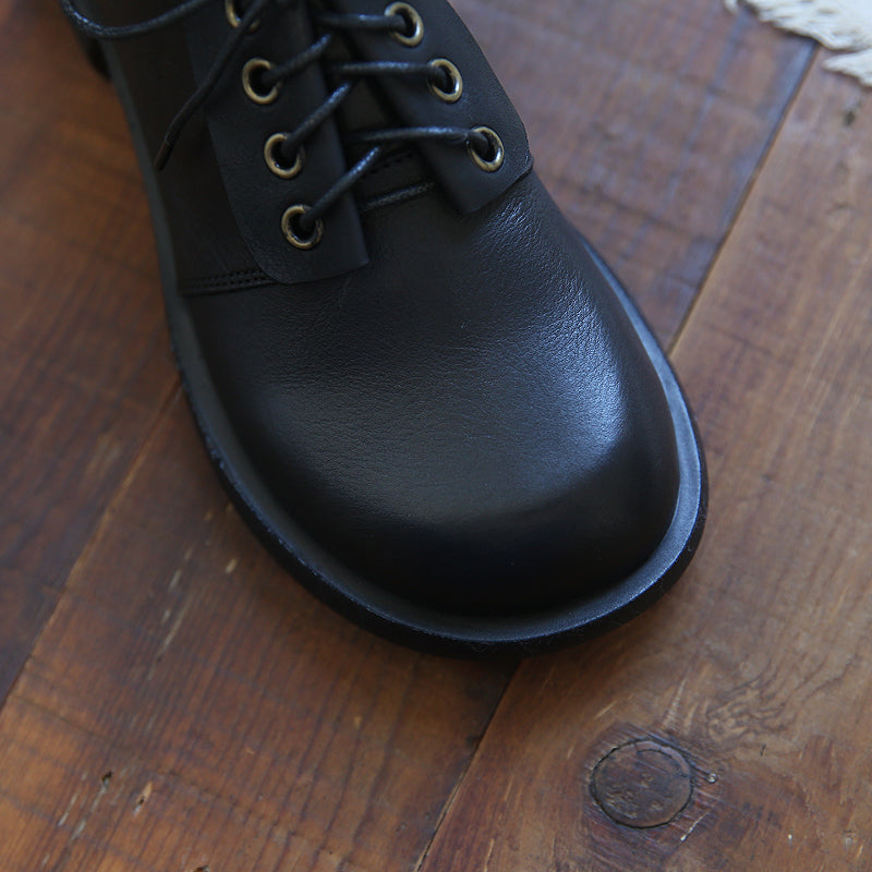 Women Retro Cowhide Leather Casual Shoes Newgew Shoes