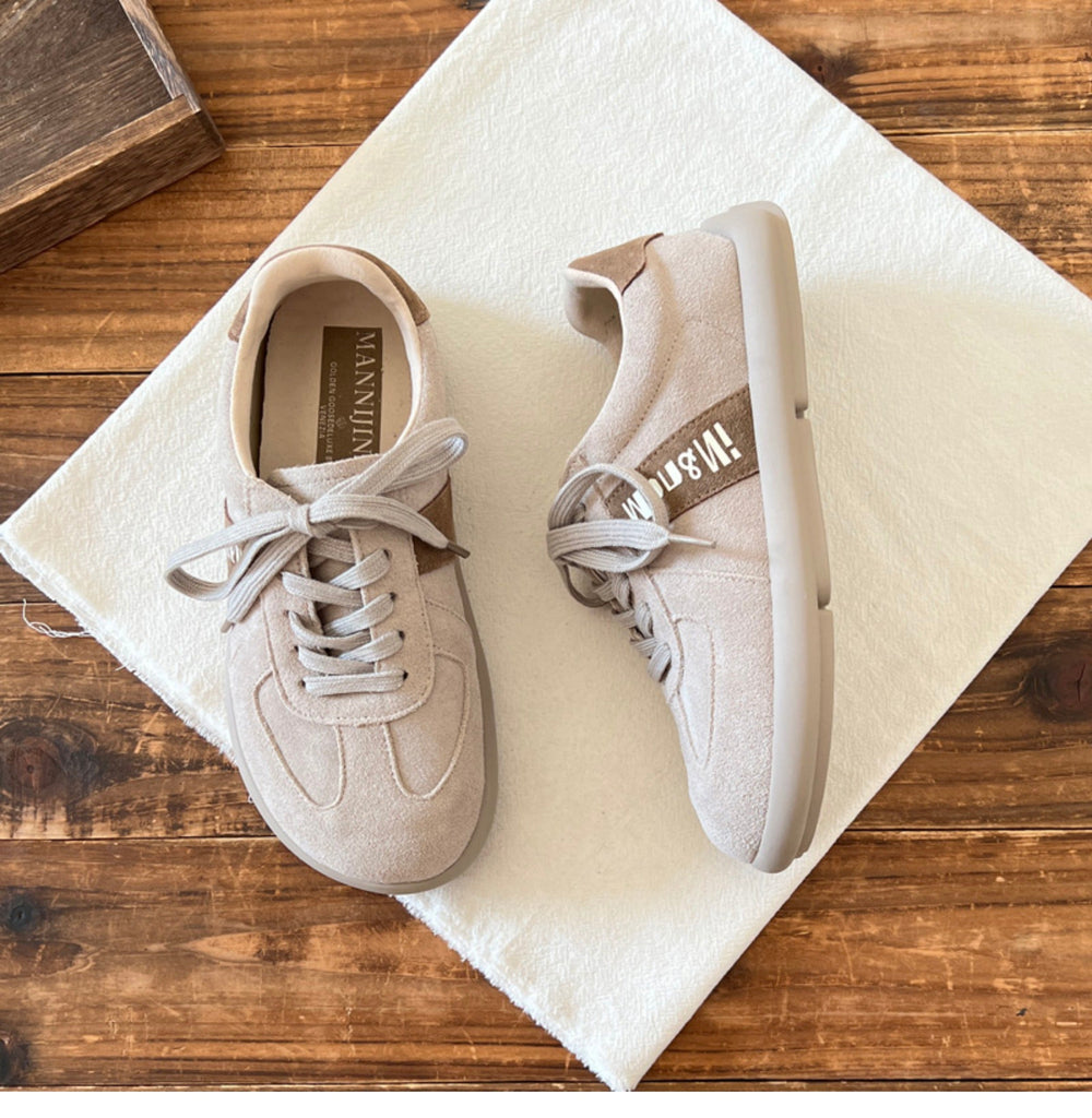 Women Retro Leather Soft Flat Casual Training Shoes Newgew Shoes