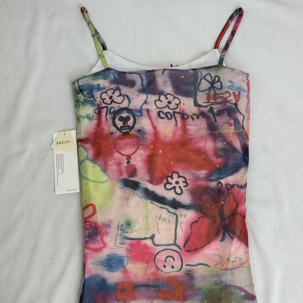 Butterfly Graffiti Print Cami Dress PinTow