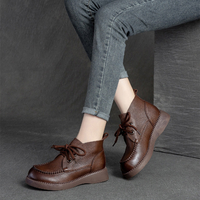 Women Minimalist Soft Leather Casual Ankle Boots Newgew Shoes
