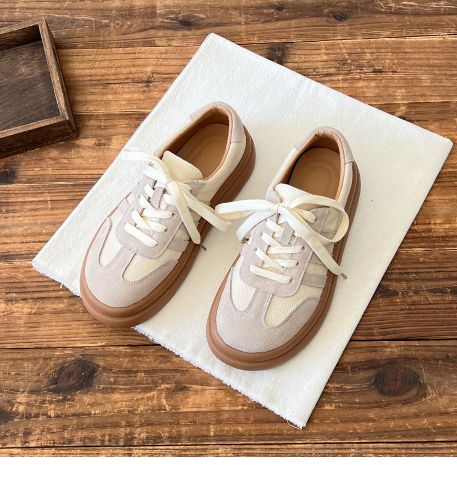 Women Patchwork Suede Leather Flat Casual Training Shoes Newgew Shoes