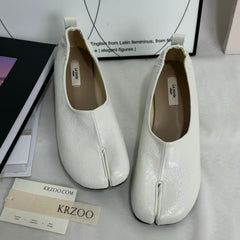 Retro Split-Toe Chunky Heeled Loafers PinTow