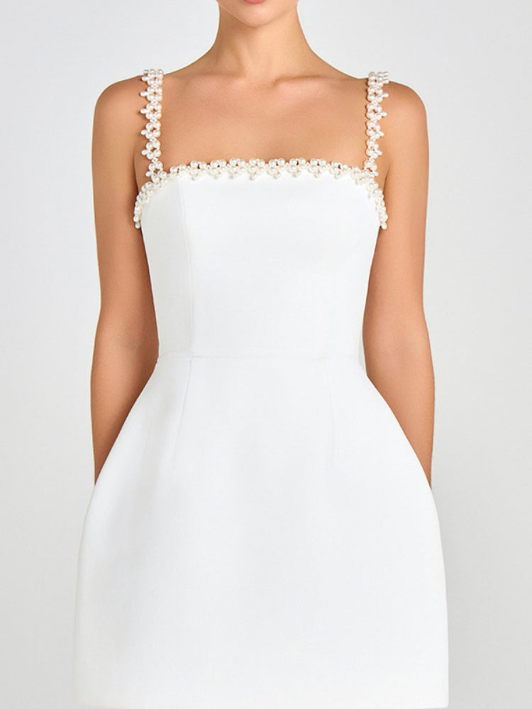 Beaded Strap Sleeveless A-Line Mini Dress Newgew Dresses