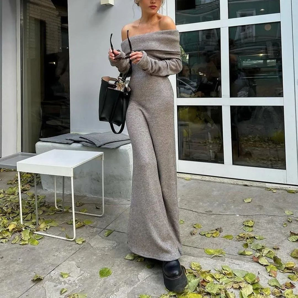 Off Shoulder Fit Knitted Maxi Dress Newgew Dresses