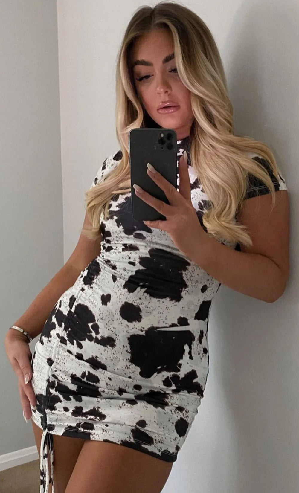 Cowboy Western Style Cow-Print Mini Dress Newgew Dresses