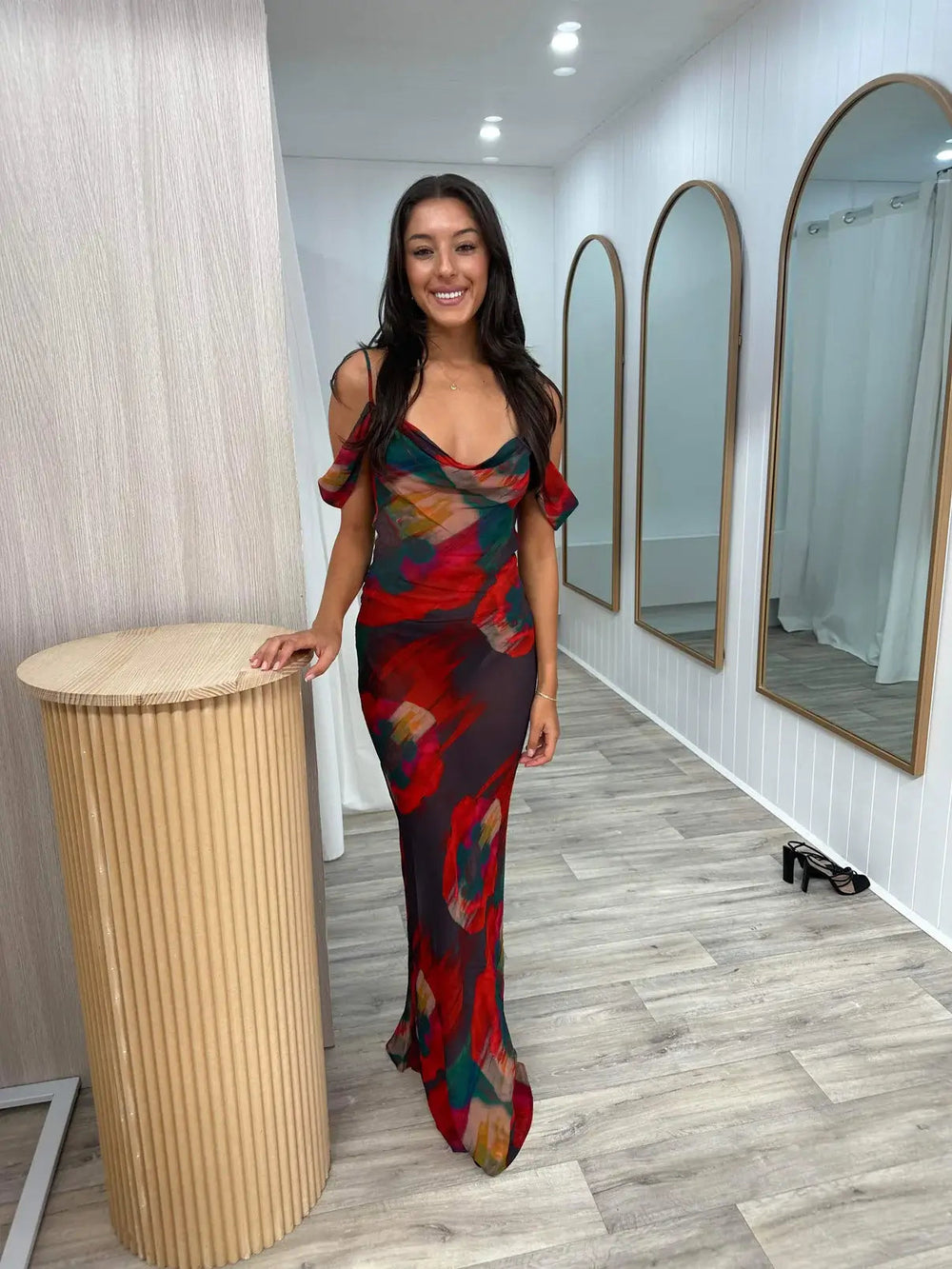 Women'S Red And Black Maxi Dress Newgew Dresses