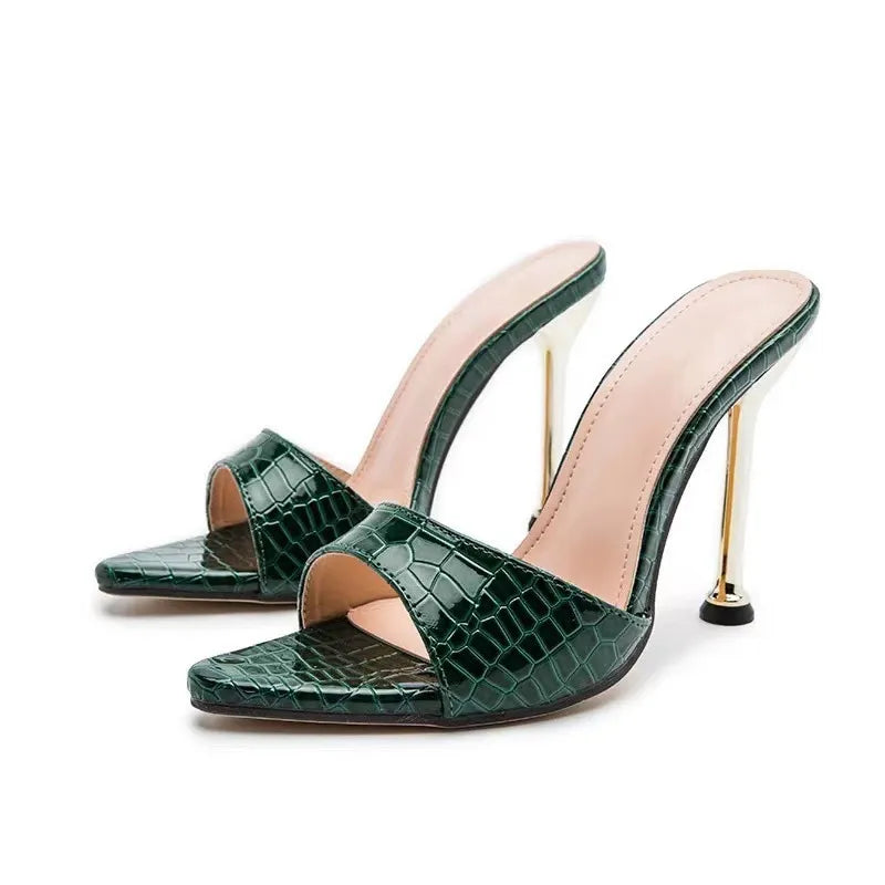 Snake Print Pointed Toe Sandals Newgew